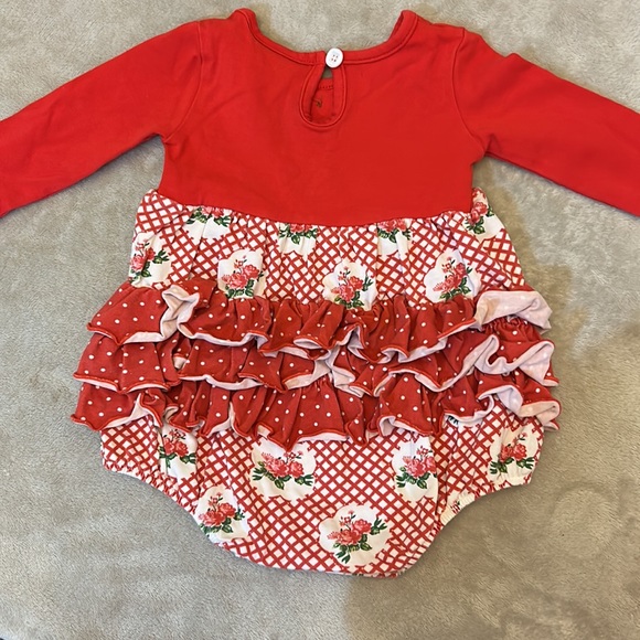 Swoon Baby, Red Romper w/ Ruffle butt ~ 3mo - Picture 3 of 5